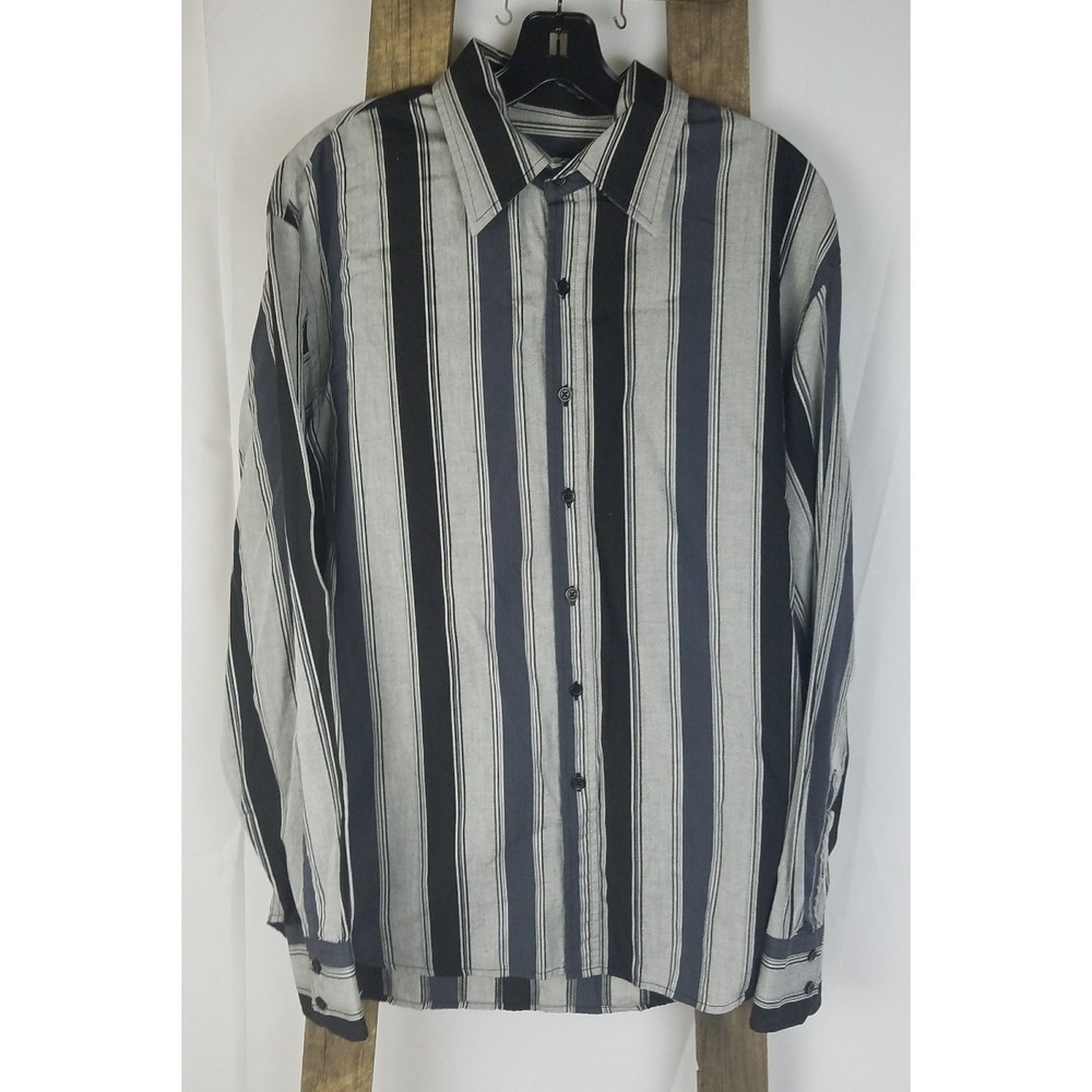 Roar men XL long sleeve button down shirt wide stripe academia career office